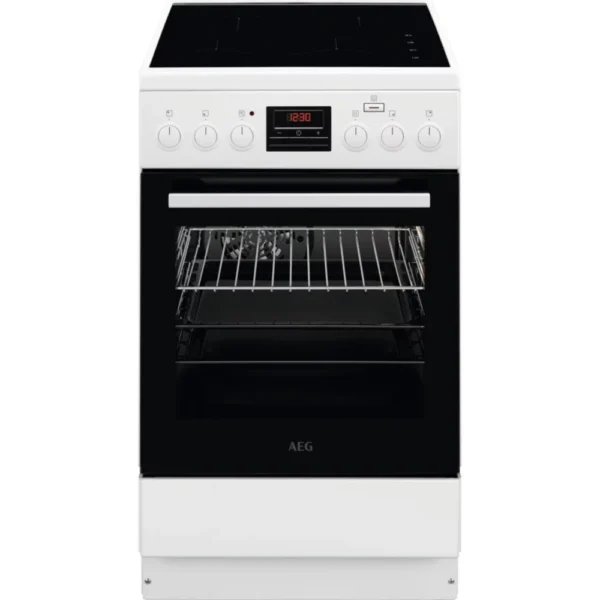 D-8302 Cuisinière électrique AEG CIB56484BW pose libre avec plaque à induction, blanche / A