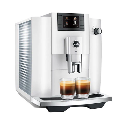 E6_jura_biais-gauche Machine à café automatique JURA E6 (ET) – 11 spécialités, Cappuccino One Touch, Blanc Piano