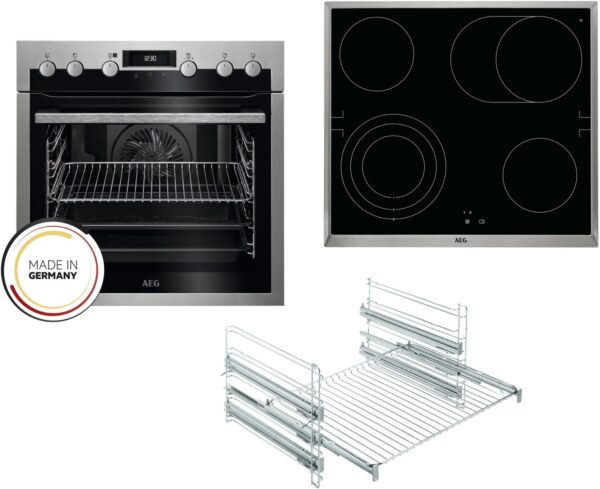 e57a2722-20ff-4a2c-9491-96c2aa677577 Ensemble de cuisson encastrable AEG DE-RB-03 – Four SteamBake pyrolyse + plaque vitrocéramique Inox